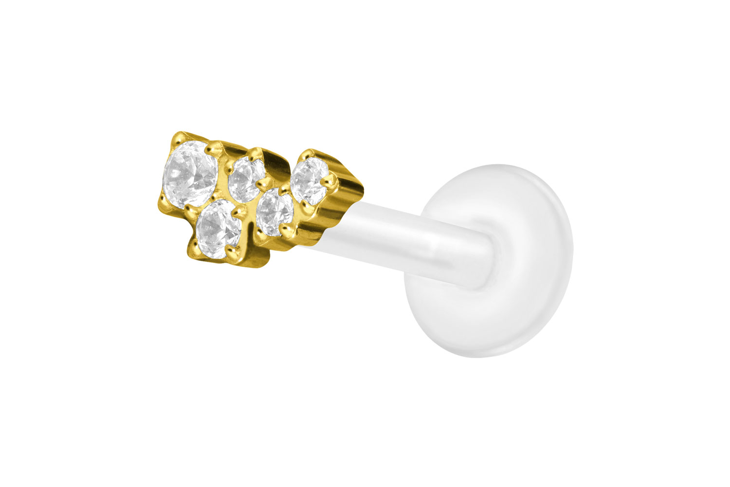 PTFE Labret Piercing mit Innengewinde + Titan-Aufsatz KRISTALLWOLKE